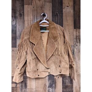 🔥 Vintage Boomers Leather2000 Brown Fringe Western Jacket – Women’s Medium